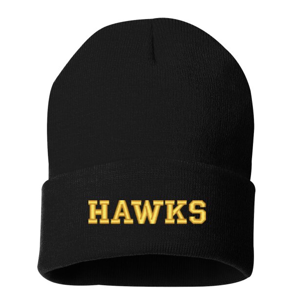 Solid 12" Cuffed Hawks Beanie_Embroidered Thumbnail